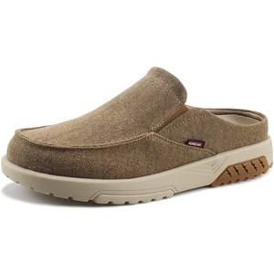 YONGJIA Men's Slip On Loafers with Arch Support Plantar Fasciitis Foot and Heel Pain Relief Orthopedic Casual Slippers Diabetic Bunions Boat Shoes Brown 44