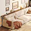Huuger 110.2 Inch Behind Couch Table with Power Outlets, 23.9-34.4 Height Adjustable Range, Sofa Tables Narrow Long with USB-C Ports, Extra-Long Slim Console Table, for Small Spaces, Rustic Brown