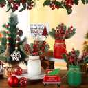 Jexine 12 Pcs Christmas Mason Jar Centerpieces Table Decor with Artificial Snow Pine Cone Red Berry Xmas Wooden Sign for Holiday Farmhouse Home Dining Table Kitchen Tiered Tray Decor