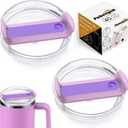 40 OZ Tumbler Lid Replacement Fit for Stanley Cup, 2 Pack Clear Replacement Lids Fit for Stanley Travel Tumbler, Spill Proof Tumbler Covers for Stanley Cup Accessories (Clear - Purple)
