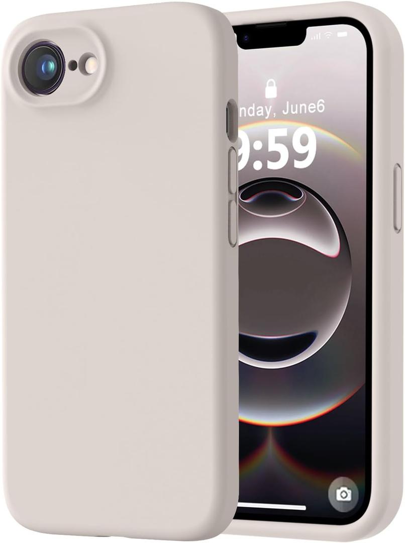 LOVE 3000 Designed for iPhone 16e/17e Case, Premium Silicone with [Soft Anti-Scratch Microfiber Lining] Shockproof Protective Phone Case for Men Women Girls 6.1", Stone