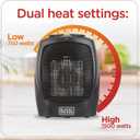 BLACK+DECKER Personal Ceramic Heater, Space Heater for Office Desk, Home Office & Personal Use Desk, 2 Heat & Fan Only Settings, Adjustable Thermostat, BHDC201, Black