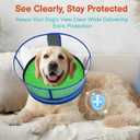 Sponge Dog Cone After Surgery, No Inflation Required Dog Donut Collar to Stop Licking, Inflatable Cone Alternatives for Large Pets, Soft Recovery Collar with Protective Shield (Green Blue, L)