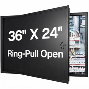 Zonon 24 x 36 Inch Black Crawl Space Access Door Universal Aluminum Skirting Access Panel for Mobile Home Insulated Wall Ceiling Mounted for Drywall Plumbing Electrical Basement (Ring-Pull Open)