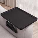 Couch Arm Tray,Bamboo Folding Sofa Tray,Sofa Armrest Trays Clip-On Couch Desk for Drinks,Snacks,Phone,Remote Control,Black