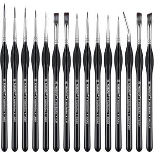 PANDAFLY Detail Paint Brushes Set, 15pcs Miniature Brushes for Fine Detailing & Art Painting - Acrylic, Oil, Watercolors & Paint by Number, Models, Face, Nail, Craft