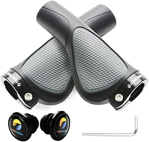 TOPCABIN Ergonomic Bike Grips - Widen Holding Rubber Grips with Aluminum LockGrips for Mountain & Road Bikes