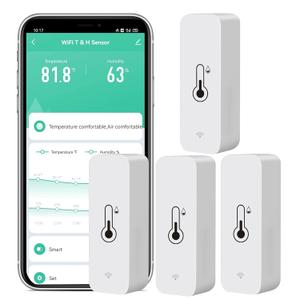 4-Pack WiFi Temperature Humidity Sensor: Wireless Temperature Humidity Monitor with App Alert, Free Data Storage Export, Smart Indoor Thermometer Hygrometer Compatible with Alexa Google Assistant