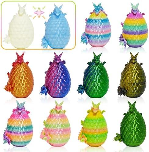 12PCS 3D Printed Easter Eggs with Dragons Inside, Easter Surprise Dragon Eggs, 3D Printed Animals, Easter Basket Stuffers,Fidget Toys Gifts