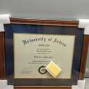 14x17 Diploma Frames 11x14 with Blue Mat, Fits Degree Certificate Document, 17 x 14 Walnut Color Frame with Tempered Glass Panel for Wall Mounting