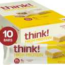 think! Protein Bars, High Protein Snacks, Gluten Free, Kosher Friendly, Lemon Delight, Nutrition Bars, 2.1 Oz per Bar, 10 Count, Best By: 02 DEC 2026