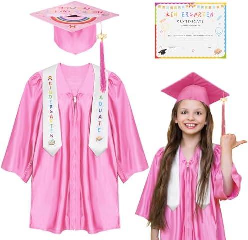 Kindergarten graduation cap and gown with 2026 Tassel, Certificate for Toddler Children (27"-33"), S