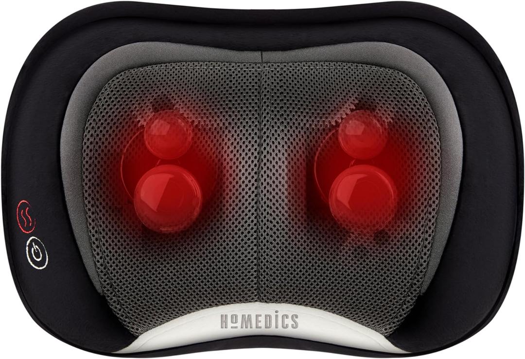 HoMedics 3D Shiatsu Full-Body Massager with Therapeutic Vibration, Soothing Heat with Deep-Kneading Massage Helps Release Tension in Neck, Back, Shoulders, Lightweight for Home, Office, Travel (1 Count (Pack of 1), Black)