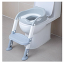 Potty Training Toilet Chair Seat with Step Stool Ladder for Kids and Toddler Boys Girls - Foldable Height Adjustable Children Toilet Training Seat with Safe Handles & Anti-Slip Pads, White-Grey
