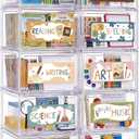 10-shelf School Subject Storage Organizer Clear Plastic Drawer Bins with Classroom Subject Labels Stackable Storage Organizer for School Supplies Homeschool Classroom Organization for Kids
