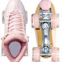 Roller Skates for Women or Men with Height Adjustable Rubber Stoppers Retro Suede Quad Roller Skates for Outdoor and Indoor Size 8
