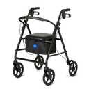 Medline Aluminum Rollator Walker, Burgundy, 300 lb. Weight Capacity, 8” Wheels, Adjustable Height Handle, Padded Seat & Backrest, Rolling Walker for Seniors and Mobility Impaired, Black