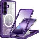 Hekodonk for Galaxy S26 Case Magnetic,[Compatible with Magsafe][Built-in Tempered Glass Screen Protector] [Glitter Card] Full Body Bling Case for Samsung Galaxy S26,Amethyst Purple