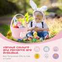 OIAHOMY Gift Basket with Handle, Personalized Baby Basket for Kids, Woven Rope Gift Empty for Toys, Baby Treasure Hunt Baskets with Wooden Card for Boys and Girls - Pink