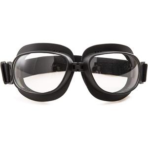 evomosa Motorcycle Goggles Vintage Pilot Goggles Retro Motocross Goggle Outdoor Eyewear Sports Glasses for Half Helmet (Black frame Clear lens)