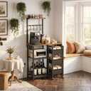 YATINEY Bakers Rack with Storage Cart, 5 Tier Coffee Bar with Power Outlet
