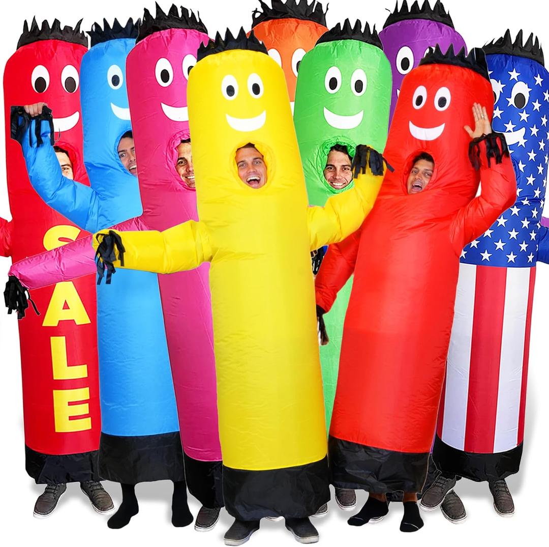 LookOurWay Inflatable Tube Man Costume - Wacky Wavy Arm Guy Funny Inflatable Halloween Costume for Adults (Red)