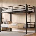 VECELO Bunk Bed Twin Over Twin, Metal Bunkbeds with Ladder and Full-Length Guardrail, No Box Spring Needed, Space Saving, Noise Free, Black