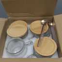 Mfacoy 4 PACK Glass Coffee Mugs with Handle & Spoon, 12 OZ Glass Coffee Cups with Bamboo Lid, Ribbed Glass Cups, Clear Tea Cup for Hot/Cold Beverages, Glassware Set for Americano, Latte, Cappuccino