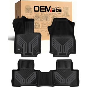 Premium Color TPE Floor Mats Custom Fit for Honda CR-V 2017-2022 (Gasoline & Hybrid CRV), Titan Gray Wing Design | All-Weather Heavy Duty Car Floor Liners Full Set 1st & 2nd Row