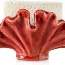 Ceramic Sponge Holder,Sponge Holder for Kitchen Sink,Compact Sink Caddy Organizer, Dish Sponge Holders,Farmhouse Kitchens Decor Cute Gadgets Accessories,Christmas Kitchen Decor(Red)