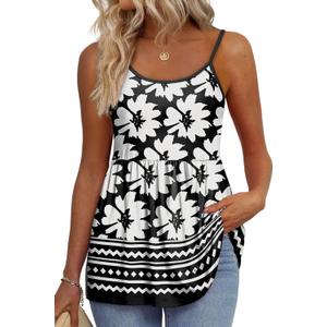 WIHOLL Tank Tops for Women Dressy Casual Sleeveless Tops Summer Fashion Beach Vacation Clothes Spaghetti Strap Tank Top (Black, XL)