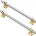 10 Pack 7-1/2 Inch Modern Silver & Gold Cabinet Pulls, Stainless Steel & Zinc Alloy, Anti-Corrosion, Kitchen Cabinet Hardware (Brushed Nickel & Matte Gold)