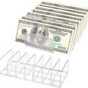 2 Packs Acrylic Mail Organizer Plastic Desk Cash Tray,7 Section Divided Vanity Organize Holder Vertical Letter Sorter for Desktop, Bill, Document, Notebook