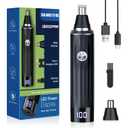 LED Display Ear and Nose Hair Trimmer Clipper for Men Women, 2025 Rechargeable 2 in 1 Professional Painless Eyebrow & Facial Hair Trimmer with Powerful Motor (Black)