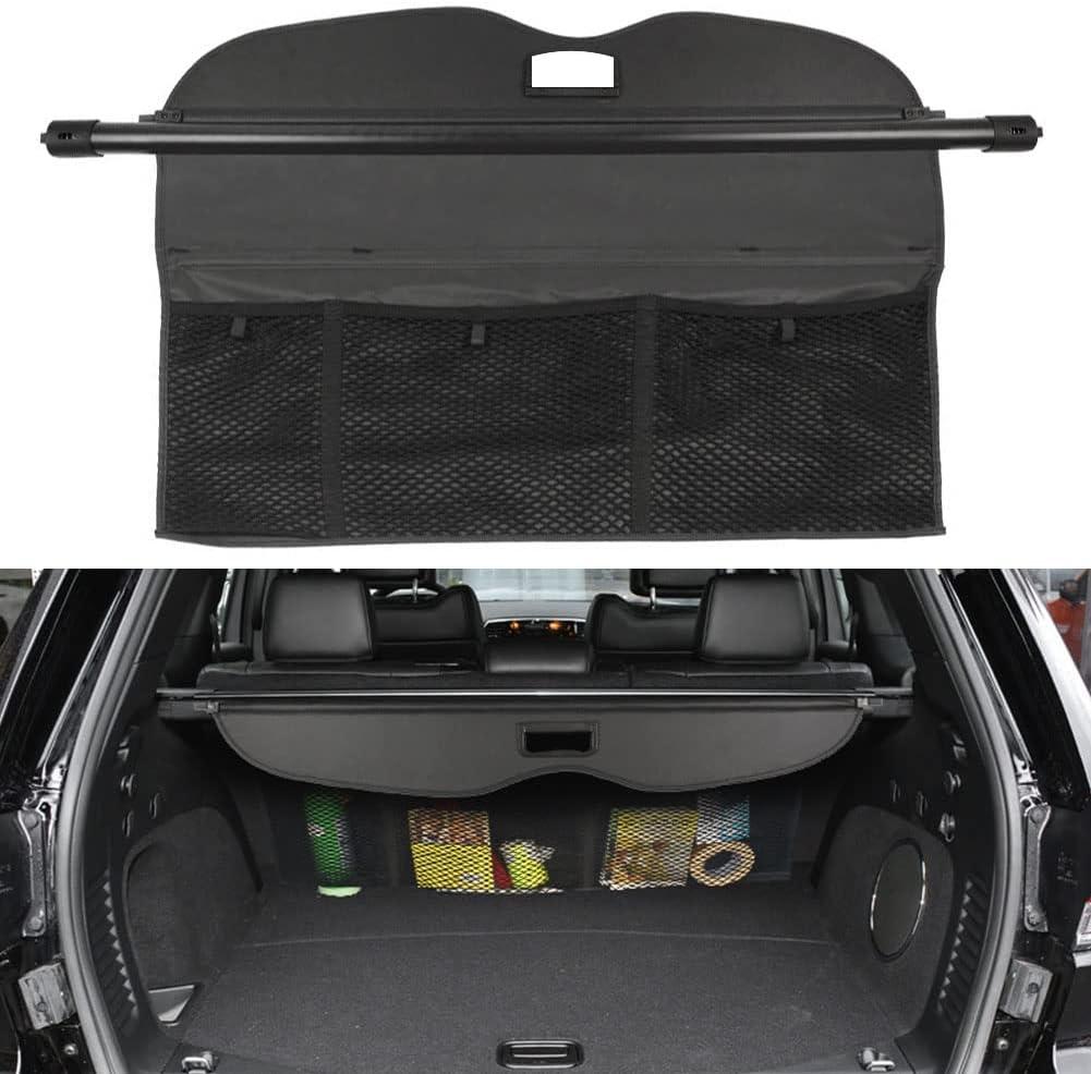 Cargo Cover for Jeep Grand Cherokee Accessories With Mesh Organizer 2011-2020 2021 Rear Trunk Shade CoverNot fit for 2021 Winter-2022 for grand Cherokee, L