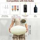 Plug in Linen Pendant Light with 16.4FT Woven Rope Cord E26 LED Bulb, Oblate 20 Inch Paper Lantern Plug in Alternative, Atmosphere Lighting for Living rRoms, Bedrooms and Dining Tables, Medium