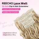 REECHO Curly Clip in Hair Extensions, 4PCS 24 inch Long Hair Extensions Clip ins Lace Weft Natural Hairpieces for Women Daily, Medium Blonde with Highlights