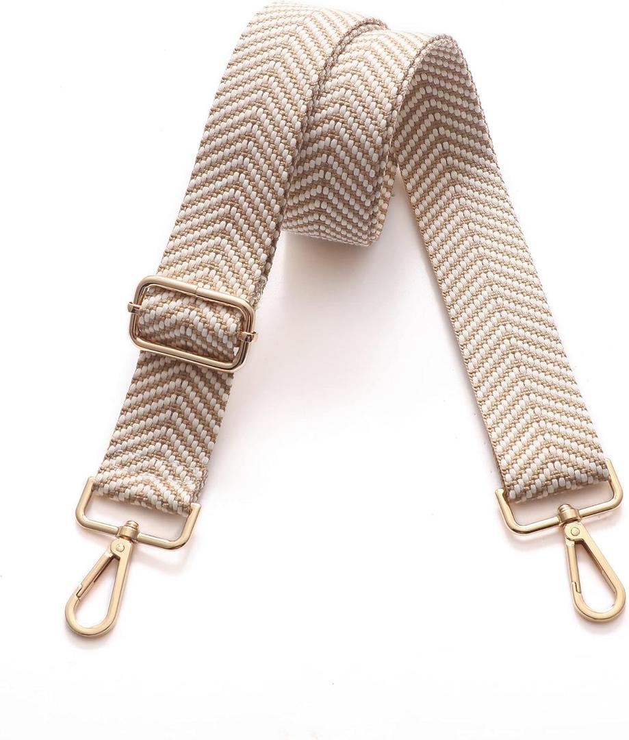 S-Jacorry Purse Strap Replacement Crossbody Wide Shoulder Strap Adjustable Canvas Straps Handbag Strap Replacement Belts (Gold Buckle-367)