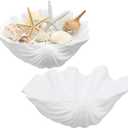 Maxcheck 2 Pcs Large White Seashells Oyster Decorative Bowl Resin Clamshell Nautical Clamshell Bowl Coastal Nautical Themed Party Home Bathroom Beach Gift-10.2-1pc,8.6-1pc