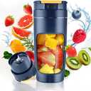 20 oz (600ml) USB Portable Blender Cup - High-Speed Rechargeable for Shakes, Smoothies & Juices, Travel-Size with Multi-Blade (Dark Blue)