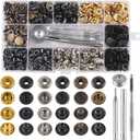 132 Sets Leather Snap Fasteners Kit, MSDADA 12.5 mm Metal Button Snaps Press Studs with 4PCS Fixing Tools, Sewing Snaps for Clothes Leather Craft Bracelets Jeans Wears Jackets Bags Belt