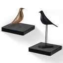FURAOMEILI Floating Shelves for Wall Set of 2, 6-Inch Solid Wood Square Shelves, Small Decorative Wall Display Shelf for Bathroom, Bedroom, Living Room & Kitchen – Black