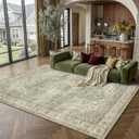PureCozy 6x9 Green Washable Area Rug Non Slip Vintage Carpet