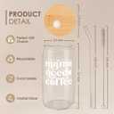 Mom Glass Can, Mama Needs Coffee Cup with Lid & Straw, Iced Coffee Aesthetic Cups, Idea Gifts for Christmas Birthday Mother Day, Gifts for Women, 16oz