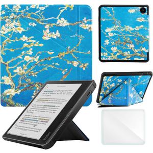 Case Compatible with Kobo Sage 8 Inch e-Reader (Model: N777 N778K, 2021 Release), Includes a Screen Protector - Premium PU Leather Cover with Auto Sleep/Wake