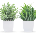 Der Rose 2 Pack Small Fake Plants Mini Artificial Potted Plants for Table Desk Home Bathroom Office Decor, 2-grey