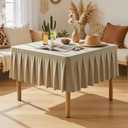 PARTISKY Natural Spandex Square Tablecloths 34x34 Inch, Wrinkle Free Fitted Card Table Cloth Stretch Square Table Cover for Kitchen Dinner, Holiday Party, Wedding Banquet, Display Trade Show