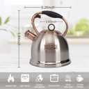 Whistling Stovetop Tea Kettle Food Grade Stainless Steel, Hot Water Fast to Boil for Stove Top-3.0Q (Silver-RW)