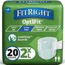 FitRight OptiFit Ultra Adult Diapers, Disposable Incontinence Briefs, Leak-Proof Diaper, Absorbent Briefs For Men and Women, Maximum Protection, 2XL, 60  70 in, 20 briefs per bag