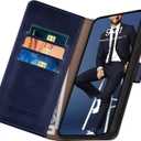 4 x SUANPOT for Samsung Galaxy S24 Plus/S24+ Wallet case with RFID Blocking Credit Card Holder,Flip Book PU Leather Protective Cover Women Men for Samsung S24Plus Phone case Blue